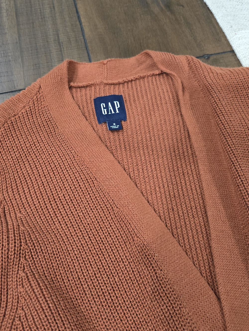 GAP Women's Rust Orange Knit Open Cardigan